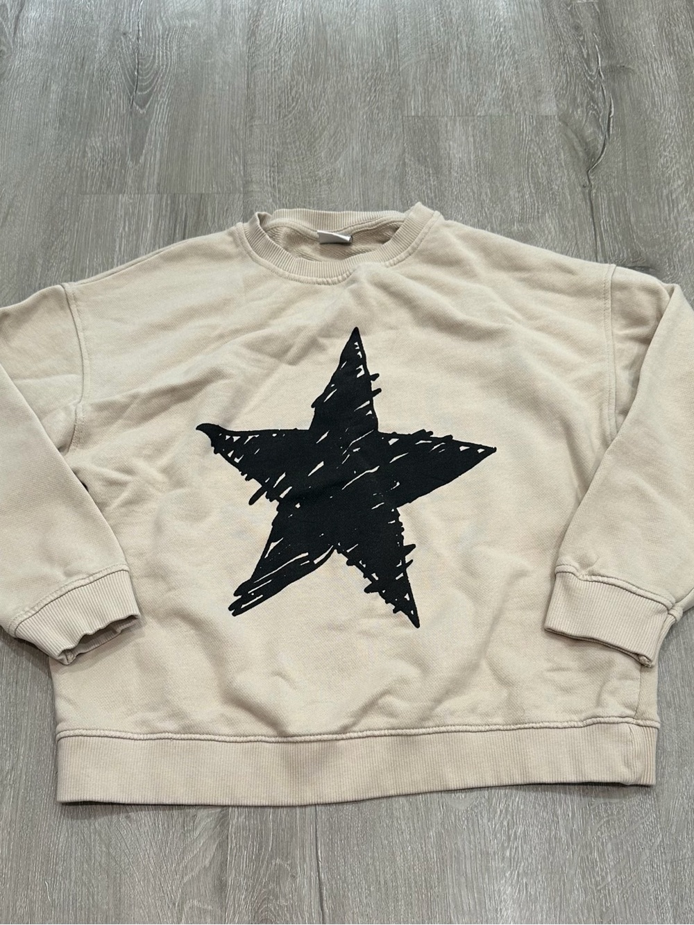 Zara Beige Sweatshirt with Black Star Youth Size 10